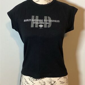 HARLEY DAVIDSON CROP TOP WORLD FAMOUS DAYTONA BEACH  SZ. M 100% COTTON USA 🇺🇸